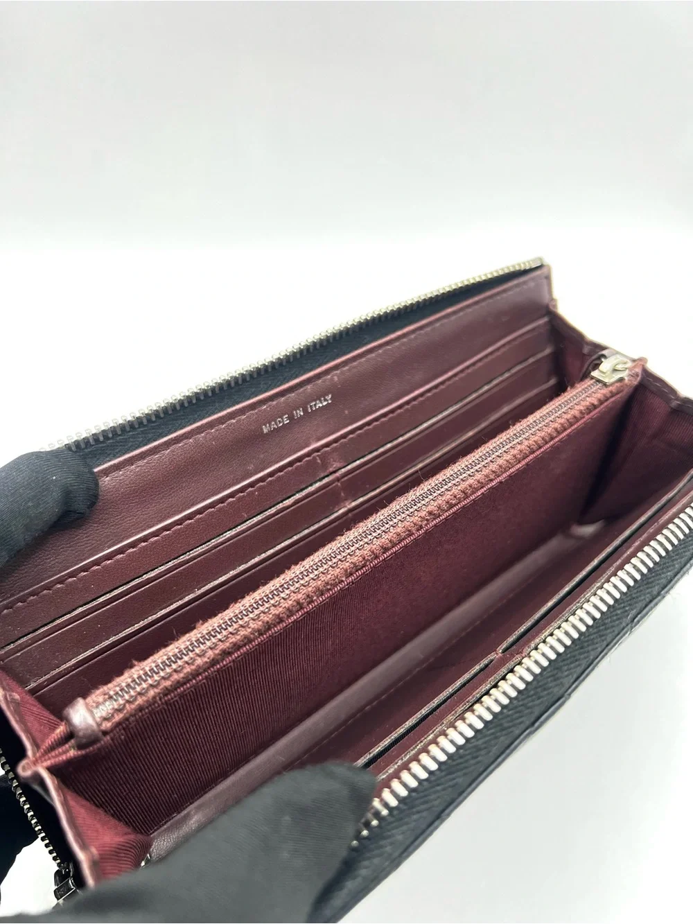 Authentic CC Chanel Black Matelasse Quilted Leather Zip-Around Long Wallet